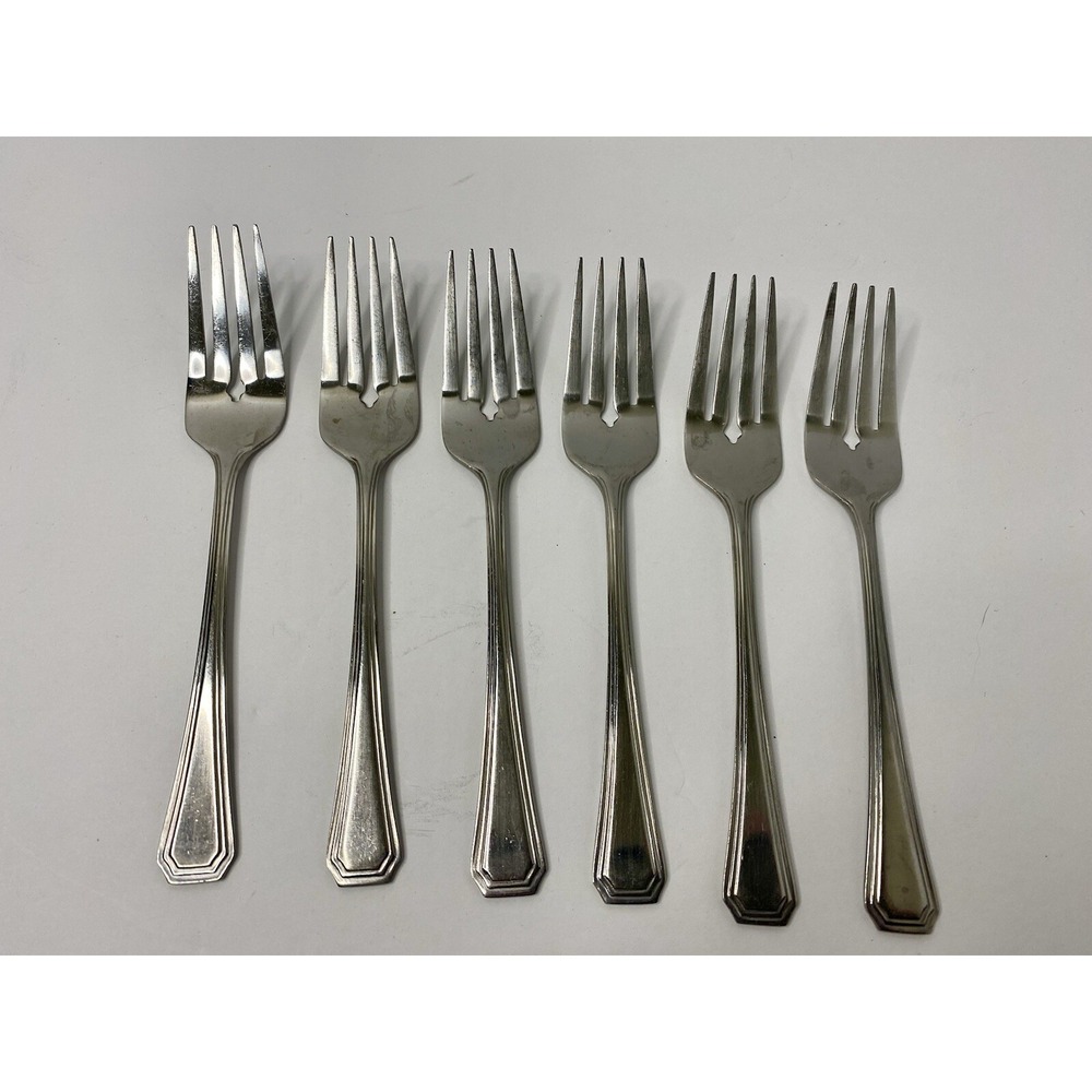 Rogers Co Oneida Pattern Lido Stainless Salad Forks Lot Of 6